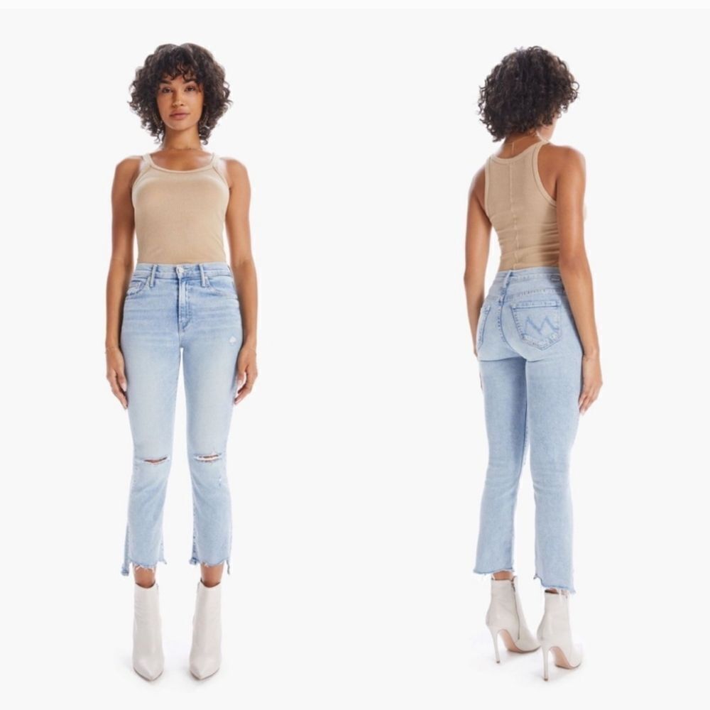 MOTHER Superior Jeans Insider Crop Step Chew Drinking By The Pool Size 29